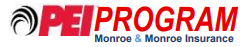 A red and white logo for monroe & associates